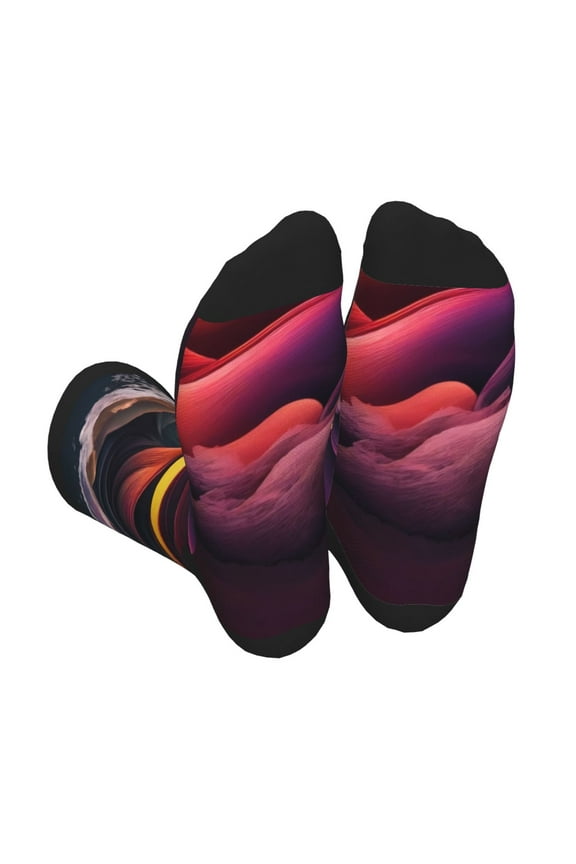 Colorful Abstract Wave Motion Unisex Crew Socks Lightweight Breathable Ventilation Ankle Socks, Mid-calf socks for Daily