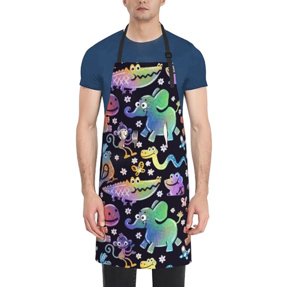 Vsdgher Colorful Animals Waterproof Apron with 2 Pockets Kitchen Chef Aprons Bibs for Grooming Cooking Baking Painting Gardening