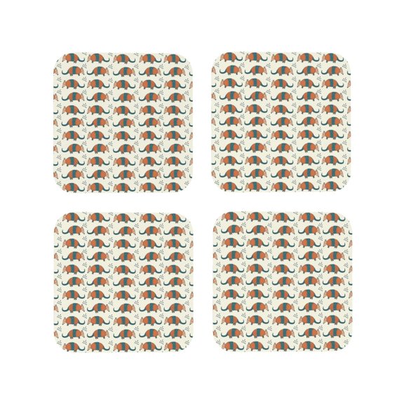 Vsdgher Colorful Armadillos Leather Coasters for Drinks, Durable Drink Coasters 4 Set for Tabletop Protection, Luxurious Home Décor and Housewarming Gift-Square