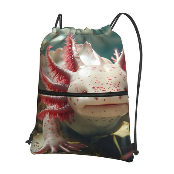 Vsdgher Colorful Axolotl Underwater Drawstring Backpack Water Resistant String Bag Sports Sackpack Gym Sack for Men Women