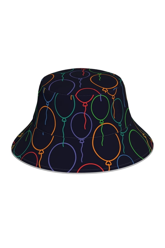 Colorful Balloons Print Bucket Hat for Men&Women Bucket Hat Reversible Summer Double-Side-Wear Travel Gardening, Beach, Camping, Hiking, Fishing Cap