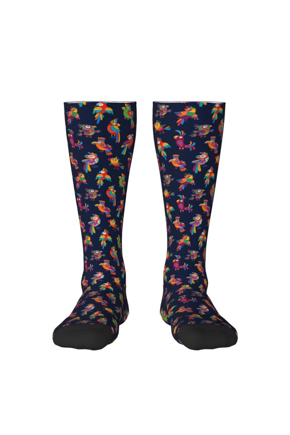 Colorful Birds Knee Socks, High Socks Long Stretchy Sock Women Knee High Stocking, Long Socks for Women