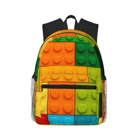 Vsdgher Colorful Building Blocks Unisex Large Capacity Bookbag, Schoolbag, Casual Daypack for High School, College, Teens, Travel, Work