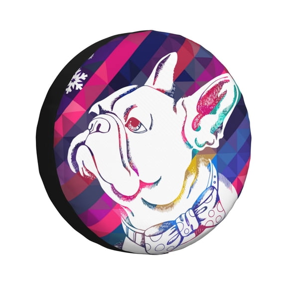 Vsdgher Colorful Bulldog for Spare Tire Cover, Tire Wheel Protector Wheel Cover Fit for Truck,Trailer,RV,SUV,Camper and Most Vehicle-16 inch