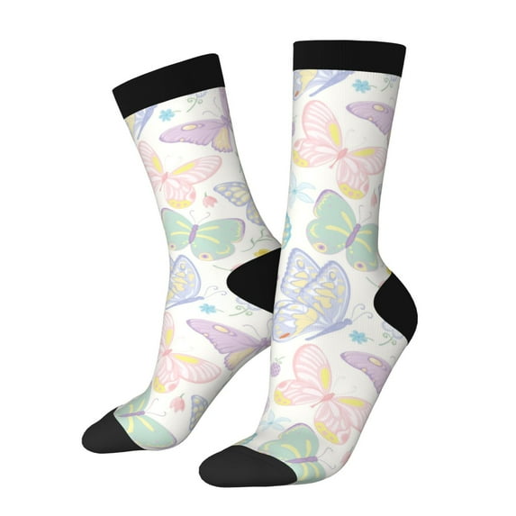 Vsdgher Colorful Butterfly Crew Socks for Men & Women, Breathable Casual Athletic Ankle Socks