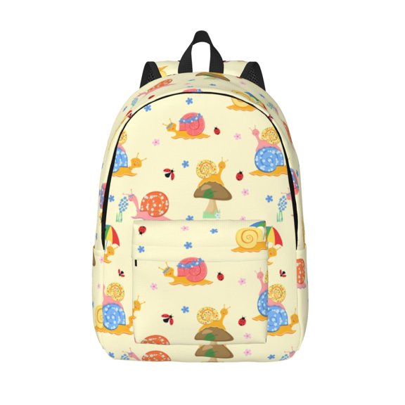 Vsdgher Colorful Cartoon Snail Print Canvas Backpack Travel Rucksack Unisex Knapsack 15.7/17.7Inch Laptop Backpack for Work,College -Small