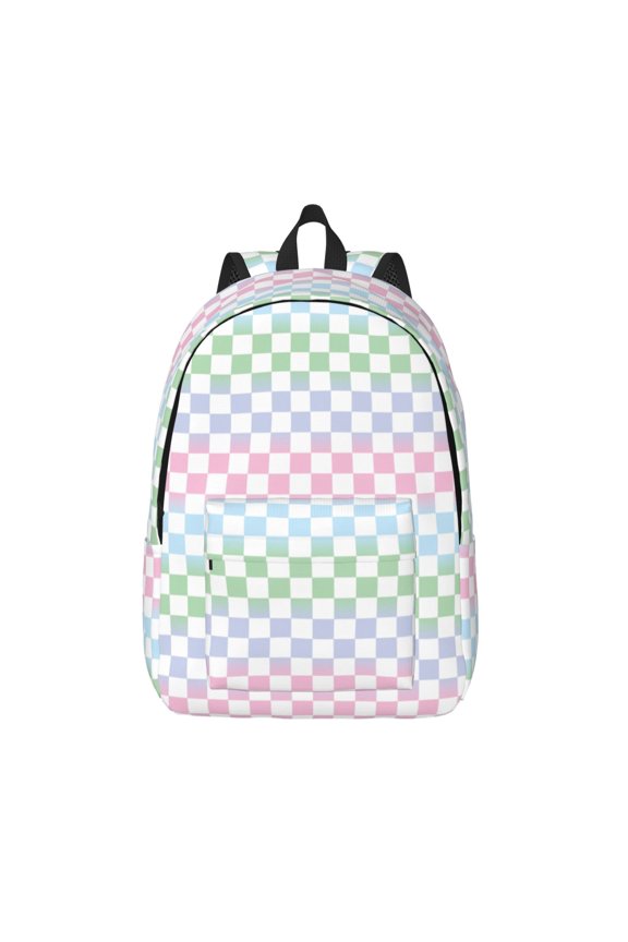Colorful Checkerboard Print Canvas Backpack Travel Rucksack Unisex Knapsack 15.7/17.7Inch Laptop Backpack for Work,College -Small