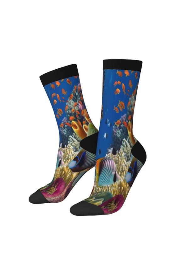 Colorful Coral Reef Crew Socks for Men & Women, Breathable Casual Athletic Ankle Socks