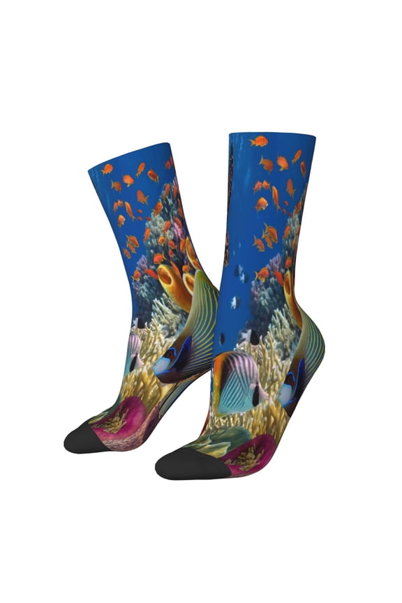 Colorful Coral Reef Crew Socks for Men & Women, Breathable Casual Athletic Ankle Socks