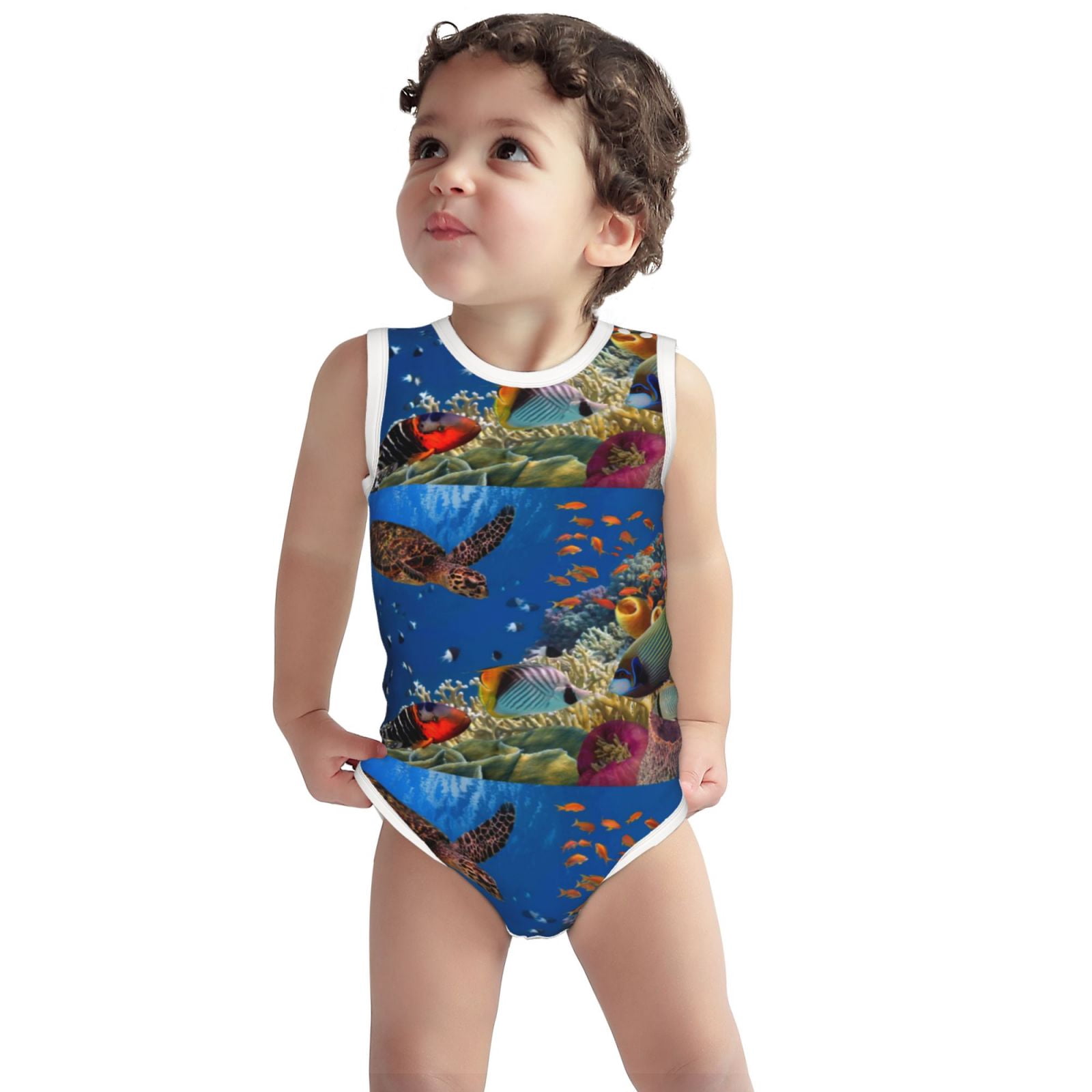 Vsdgher Colorful Coral Reef Print Baby Unisex Baby Cotton Sleeveless Bodysuits, Soft and velvety, comfortable and breathable