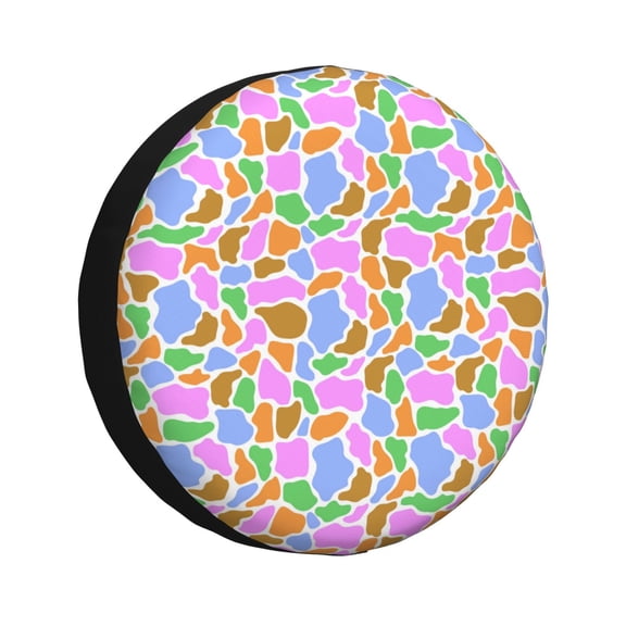 Vsdgher Colorful Cow Skin for Spare Tire Cover, Tire Wheel Protector Wheel Cover Fit for Truck,Trailer,RV,SUV,Camper and Most Vehicle-14 inch