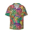 thumbnail image 1 of Vsdgher Colorful Dinosaur Print Men's Wrinkle Free Untucked Cuban Shirt Business Casual Button Down Shirts Short Sleeve Shirt, 1 of 1
