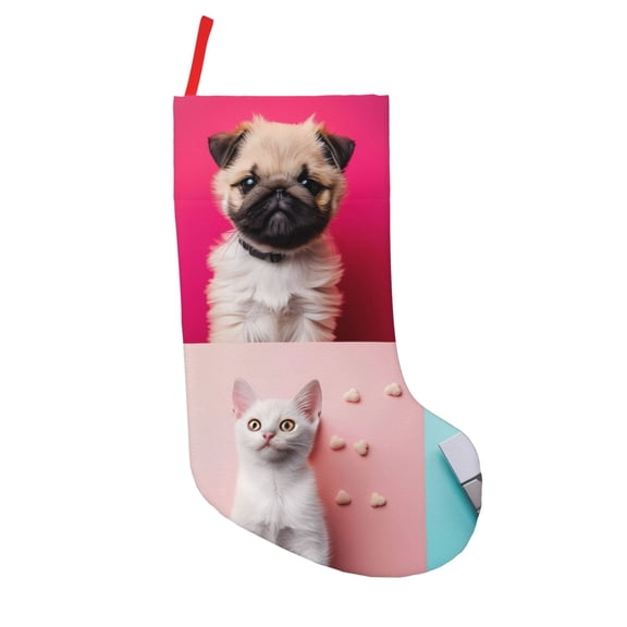 Vsdgher Colorful Dog Cat Collage Christmas Stockings 18 inch Large Kids Stocking Bags Hanging Socks for Christmas Decor Decorations