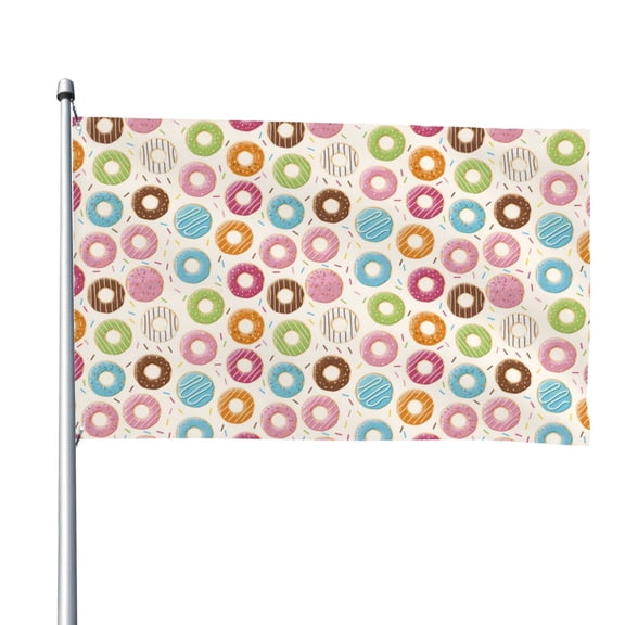 Vsdgher Colorful Donuts Print Outdoor Decorative Flag 4x6ft, Suitable for outdoor decoration, can be hung indoors, on outdoor lawns, balconies, parties