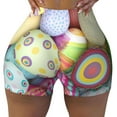 thumbnail image 1 of Vsdgher Colorful Easter Eggs print Workout Shorts for Women Seamless Soft Smooth Gym Yoga Scrunch Active Exercise Fitness Shorts, 1 of 8