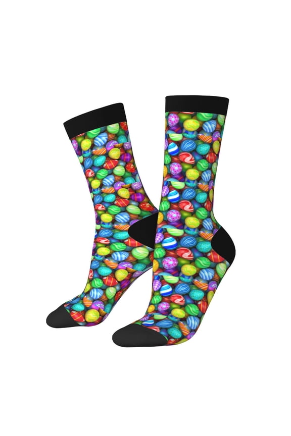 Colorful Easter Eggs1 Crew Socks for Men & Women, Breathable Casual Athletic Ankle Socks
