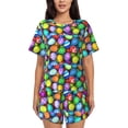 thumbnail image 1 of Vsdgher Colorful Easter Eggs1 Pattern Womens Pajamas 2 Piece Short Sleeve Sleepwear Set,Summer Soft Pajamas Set Casual Lounge Sets, 2-Piece Pj -4X-Large, 1 of 8
