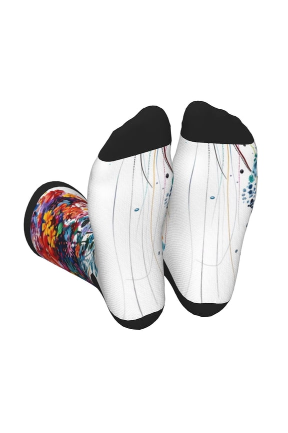 Colorful Floral Jellyfish Unisex Crew Socks Lightweight Breathable Ventilation Ankle Socks, Mid-calf socks for Daily