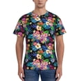thumbnail image 1 of Vsdgher Colorful Flowers Print Men's Dry Fit Mesh Athletic Shirts Moisture Wicking Tennis T-Shirt Tops, 1 of 1