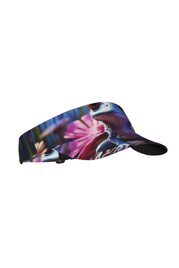 Colorful Frog Among Flowers Print Adult Sunscreen Visor Cap,1 Piece of Sport Sun Visor Hats Adjustable Sun Hat for Outdoor Activities Fits for Women and Men (One Size)