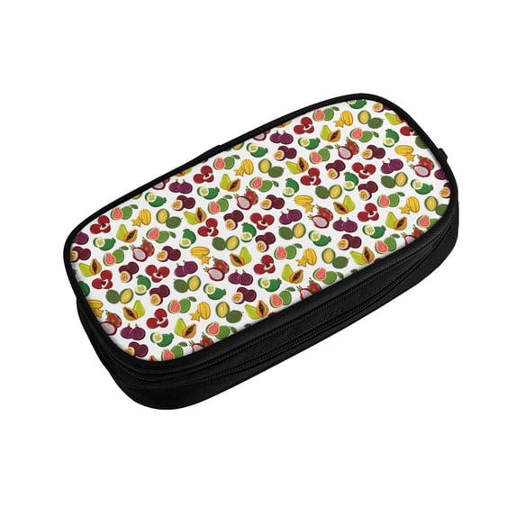 Vsdgher Colorful Fruits Print Large Capacity Pencil Case Pouch with Zipper, Portable Aesthetic Big Capacity Pencil Cases Pen Office Travel Stationery Bag