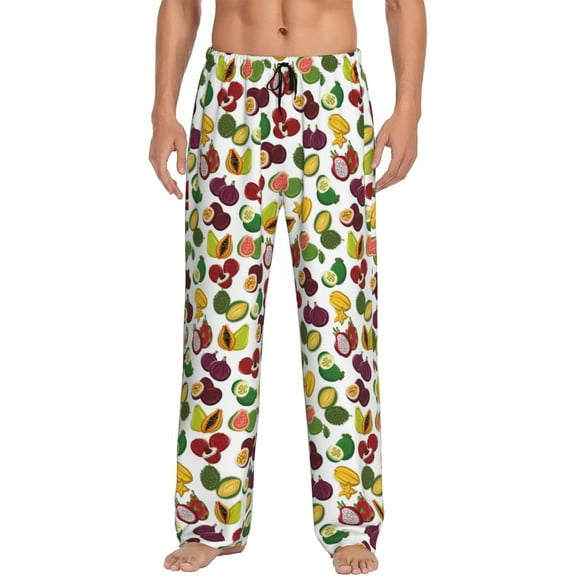 Vsdgher Colorful Fruits Print Mens Pajama Pants Sleep & Lounge Pants, PJ Bottoms With elastic waistb and Pockets