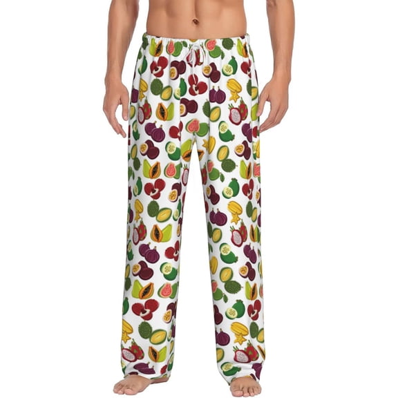 Vsdgher Colorful Fruits Print Mens Pajama Pants Sleep & Lounge Pants, PJ Bottoms With elastic waistb and Pockets