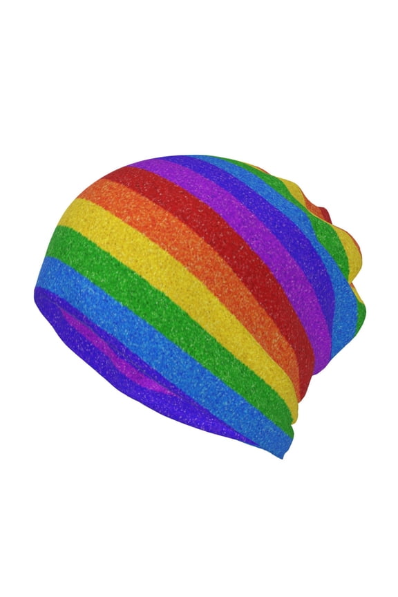 Colorful Glitter Rainbow Slouchy Beanie Hat for Men/Women, Skull Cap Chemo Cap Night Sleeping Cap