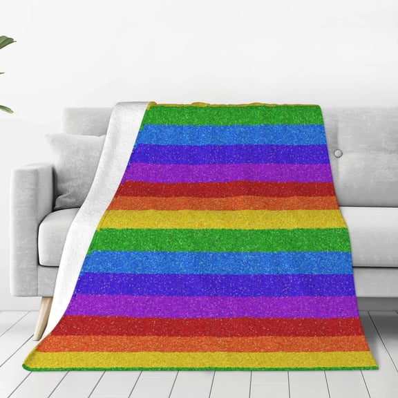 Vsdgher Colorful Glitter Rainbow Ultra-Soft Micro flannel Blanket Throw Blankets for Couch Sofa, Bed (4 sizes)-60"x50"