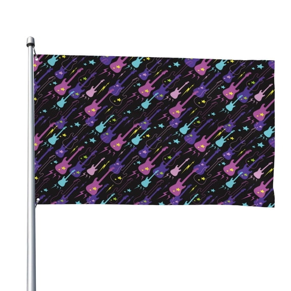 Vsdgher Colorful Guitar Print Outdoor Decorative Flag 4x6ft, Suitable for outdoor decoration, can be hung indoors, on outdoor lawns, balconies, parties