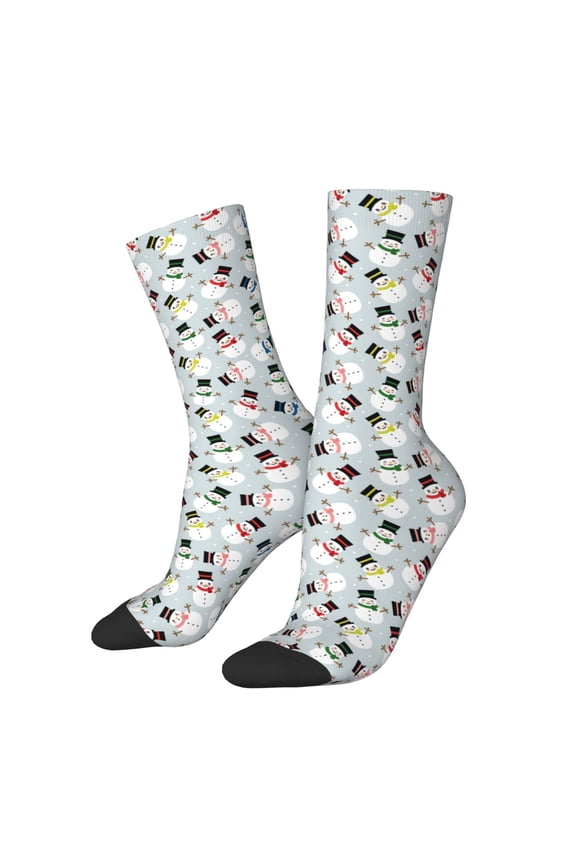 Colorful Hat Snowman Crew Socks for Men & Women, Breathable Casual Athletic Ankle Socks