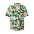 thumbnail image 1 of Vsdgher Colorful Hawaii Palms Print Men's Wrinkle Free Untucked Cuban Shirt Business Casual Button Down Shirts Short Sleeve Shirt, 1 of 7