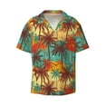 thumbnail image 1 of Vsdgher Colorful Hawaii Palms Print Men's Wrinkle Free Untucked Cuban Shirt Business Casual Button Down Shirts Short Sleeve Shirt, 1 of 7
