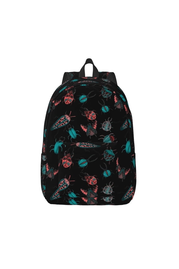 Colorful Insect Print Canvas Backpack Travel Rucksack Unisex Knapsack 15.7/17.7Inch Laptop Backpack for Work,College -Medium