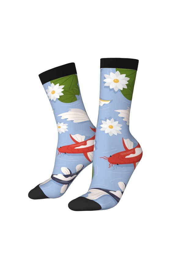 Colorful Koi Fish Crew Socks for Men & Women, Breathable Casual Athletic Ankle Socks