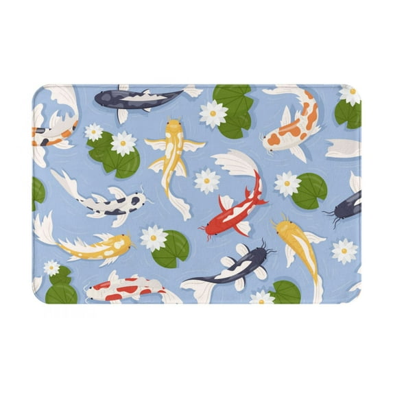 Vsdgher Colorful Koi Fish Flannel Anti-Slip Floor Mat Comfort Mat Outdoor Rug, Indoor Outdoor Rugs for Home, Office, Laundry 16''x24''in