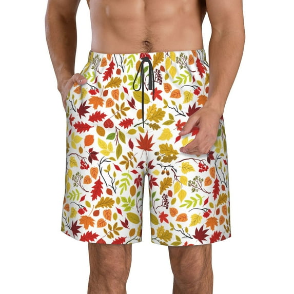 Vsdgher Colorful Leaves Men's Beach Shorts, Surfing shorts, Swim trunks, Quick Dry Swim Trunks for Surfing Beach Fun -XX-Large