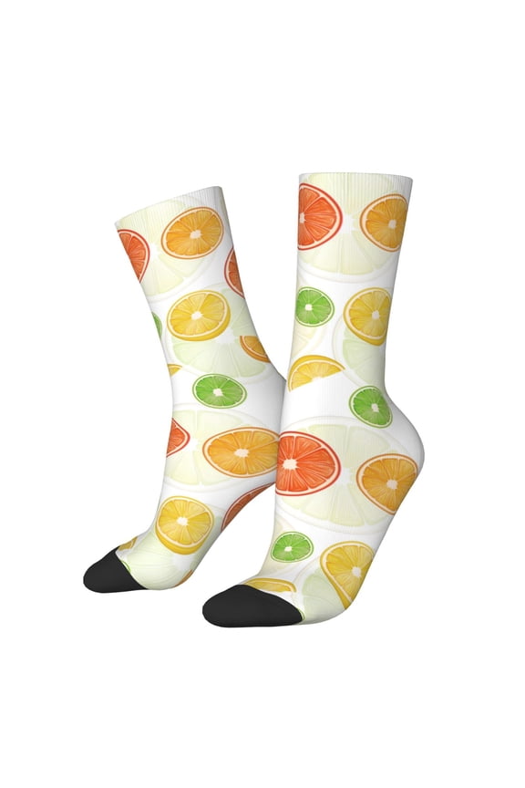 Colorful Lemons Crew Socks for Men & Women, Breathable Casual Athletic Ankle Socks