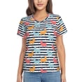 thumbnail image 1 of Vsdgher Colorful Llama Women Shirts V Neck Short Sleeve Tops T-Shirt Basic Tees, S to 3XLX-Large, 1 of 5