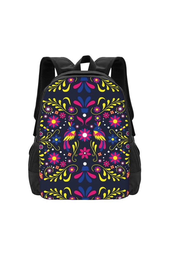 Colorful Mexican Print Backpack for Women Men School Bookbag with Laptop Compartment for College Work Travel, Simple Fashion Casual Daypack, Fit 15" Laptop