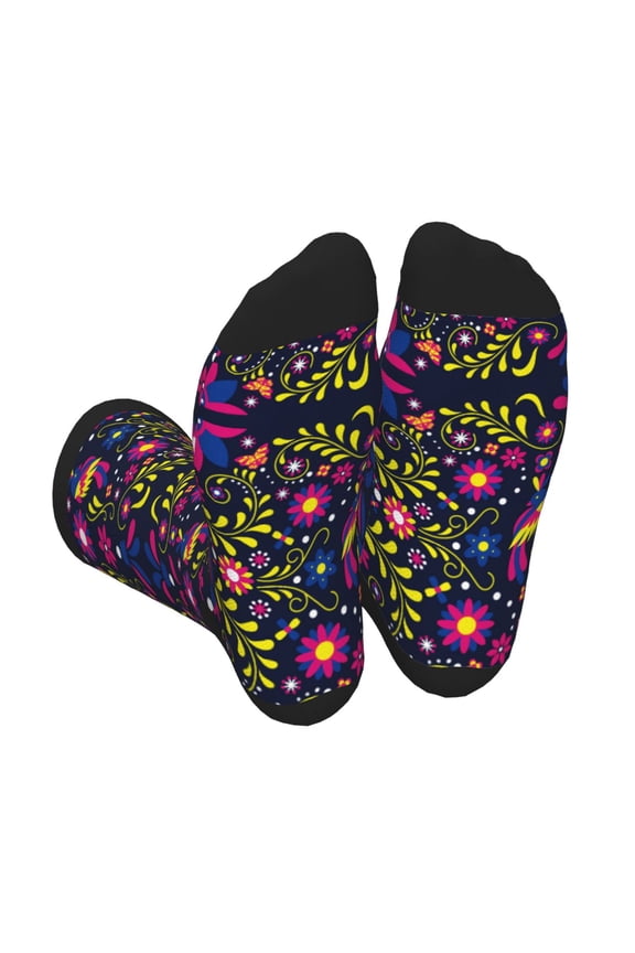 Colorful Mexican Unisex Crew Socks Lightweight Breathable Ventilation Ankle Socks, Mid-calf socks for Daily