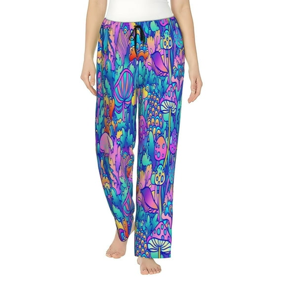 Vsdgher Colorful Mushrooms Women’s Womens Pajama Pants, Lounge Wide Leg PantsLounge Pants,Sleep Bottoms, Lounge for Women-Medium