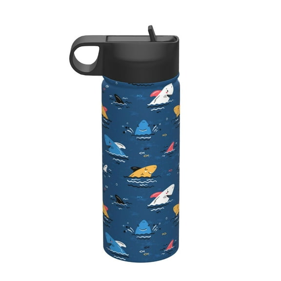 Vsdgher Colorful Ocean Shark for Insulated Stainless Steel Water Bottle,18oz Sports Water Bottle Stainless Steel Reusable Tumbler for Sports, Travel, and School
