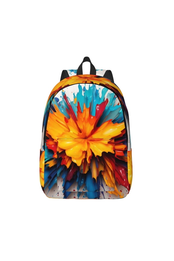 Colorful Paint Print Print Canvas Backpack Travel Rucksack Unisex Knapsack 15.7/17.7Inch Laptop Backpack for Work,College -Medium
