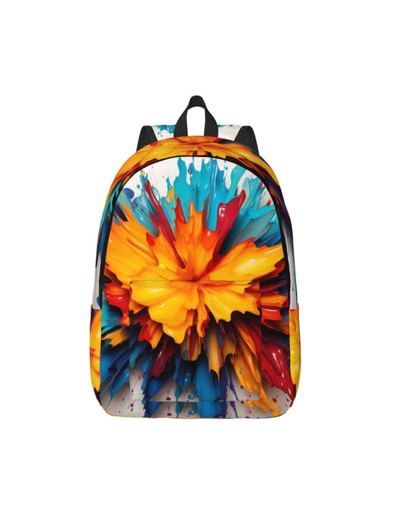 Colorful Paint Print Print Canvas Backpack Travel Rucksack Unisex Knapsack 15.7/17.7Inch Laptop Backpack for Work,College -Small
