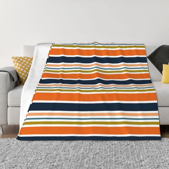 Vsdgher Colorful Pastel Stripes Pattern Fleece Throw Blanket, Horizontal Fleece Bedding Home Decor for Couch & Bed All Season Use -80"x60"