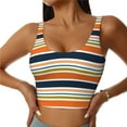 thumbnail image 1 of Vsdgher Colorful Pastel Stripes Print Women Sleeveless Athletic Tank Top Built-in Bra Camisole Sports Vest for Yoga Running Fitness Exercise with Removable Pads, 1 of 8