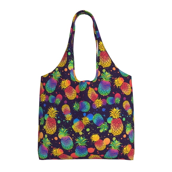 Vsdgher Colorful Pineapples1 Print canvas Tote Bag, Lightweight Cloth Bags, Suitable for shopping, groceries, travel