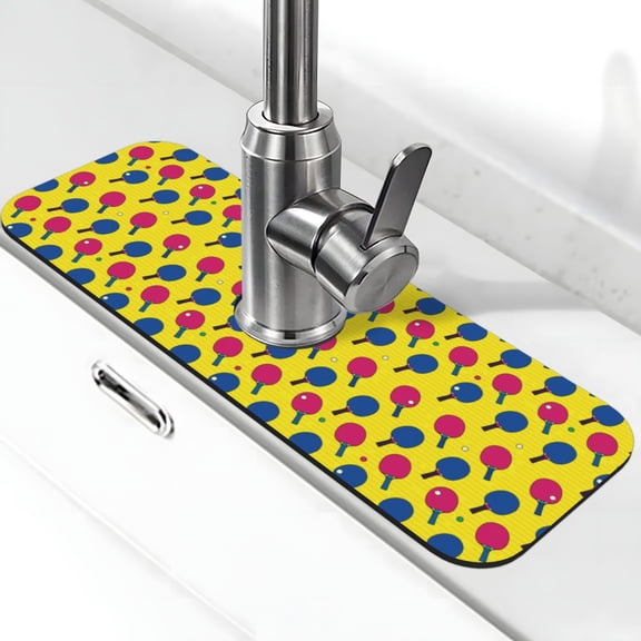 Vsdgher Colorful Ping Pong Kitchen Sink Splash Guard Faucet Mat -1 PC Super Absorbent Fast Drying Mat Sink Gadgets-Splash, Bathroom,Sink Mat,(15" X 5.5" )