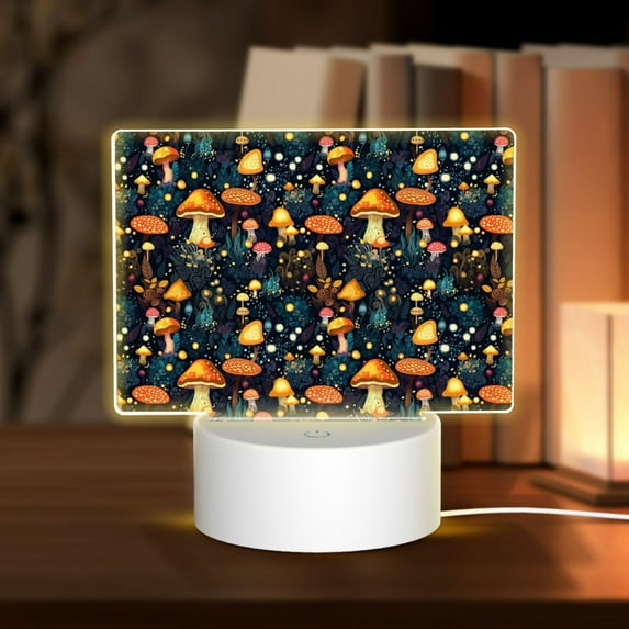 Vsdgher Colorful Plants Mushroom Rectangular Acrylic Night Light Acrylic Sleep Night Light Friend Gifts for Birthday Gifts for Women Teens Boys Girls